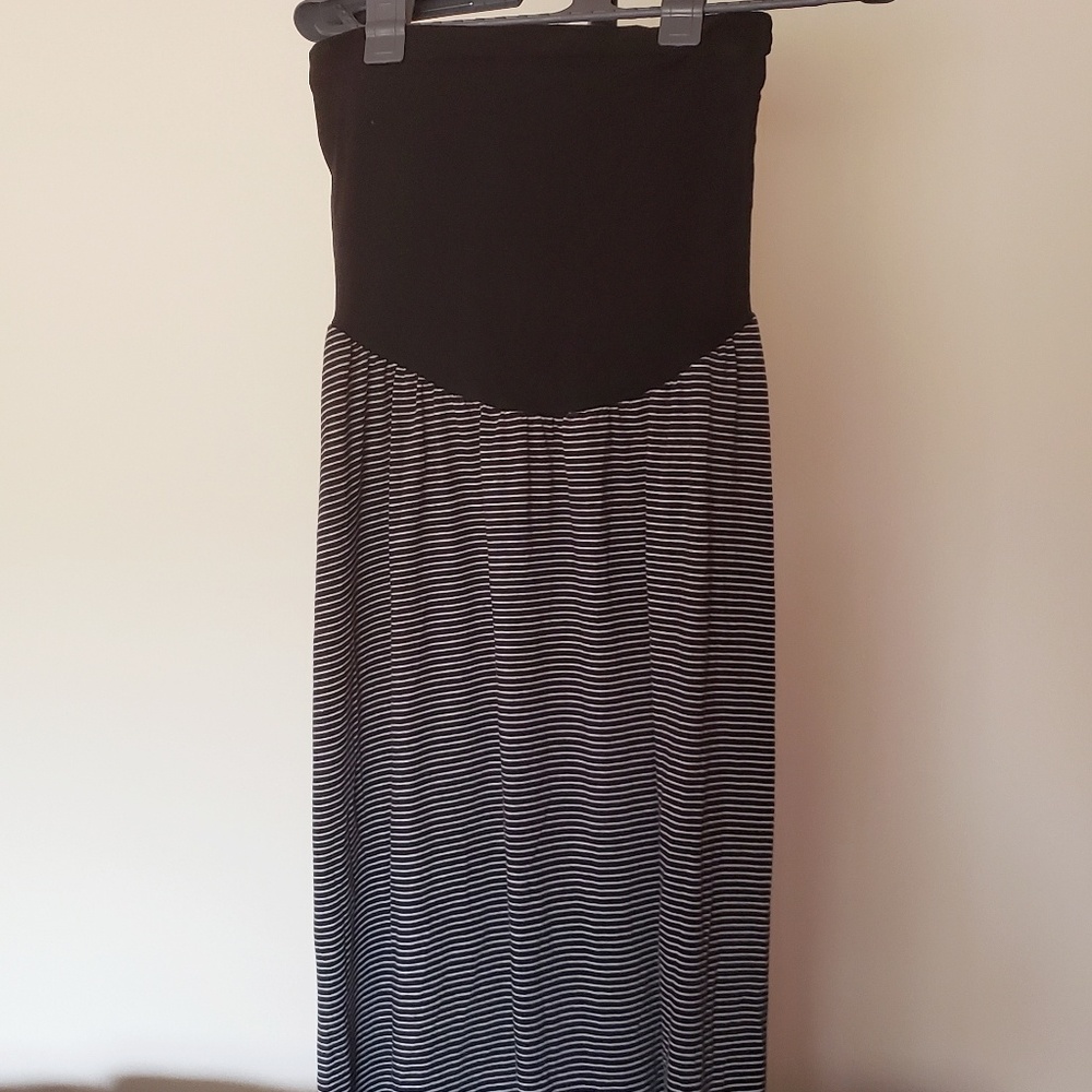 Striped Maternity Maxi Skirt